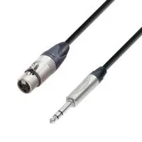Adam hall k5 bfv 0300 - кабель микрофонный, neutrik xlr (f) - trs (jack) stereo 6.3 mm, 0.22 мм2, 3 м