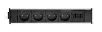 ABL 2M20F4F3- Розеточная станция серии Link с 4 розетками и 2xUSB-A, черная с серебристым (2M200408)
