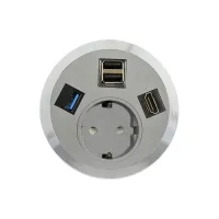 ABL 2F220123- Встраиваемая розетка серии Port El с 2xUSB-A, 1xUSB-A 3.0 и 1xHDMI, серая
