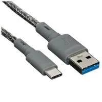 Кабель COMMO Range Cable USB-А (3.0) — USB-C 2.2м, тканевая оплетка, Приглушённо-серый