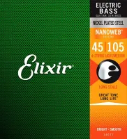 14077 NANOWEB Комплект струн для бас-гитары, никелированные, Medium, 45-105, Elixir
