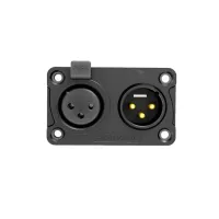 Seetronic c3f2c-w-b панельный разъем 3-контактный xlr "мама"+"папа" , с защитной крышкой, ip65, позолоченные контакты, чёрный