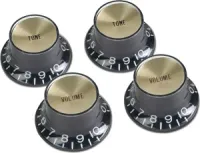 GIBSON TOP HAT KNOBS W/ GOLD METAL INSERT BLACK4 PCS. набор ручек для потенциометров 4 шт, цвет черный