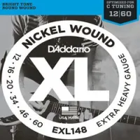 D`addario exl-148  cтруны для электрогитары nickel wound, никель, 12-60, extra heavy, drop c