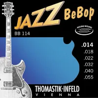 Electric guitar string set Thomastik Jazz BeBop BB114 - Jazz archtop guitar strings with round nickel wound basses and steel tops, thickness .014-.055 inch