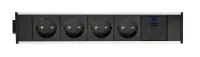 ABL 2M20F4A3- Розеточная станция серии Link с 4 розетками, 1xUSB-A, 1xUSB-C, черная с серебристым (2M200403)