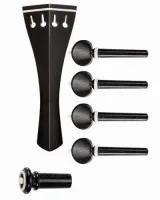 Violin accessory set Acura Meister Ultimo VS-NSHL582 - Ultimo grade 3/4-4/4 violin accessory set of ebony with bone trim. Hill pegs, tailpiece of round design and inSight end pin.