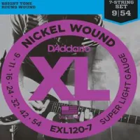 D`addario exl-120-7  струны для 7-струнной электрогитары nickel wound, никель, 9-54, super light