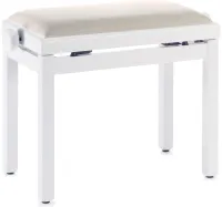 STAGG PB39 WHM VBE - Матовая белая банкетка для занятий на пианино с бежевым бархатным верхом