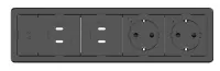 Kramer T-IN4-REC1(B)- Корпус встраиваемой розеточной станции с 4 слотами для модулей, черный