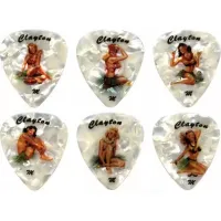 CLAYTON HHH/12 -  медиатор - HULA HOTTIES, Heavy, белый целлулоид, рисунок