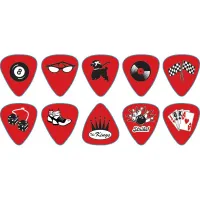 RPRKH RockaBilly Упаковка медиаторов, 12шт, красные, с рисунком, толстые, D'Andrea
