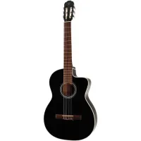 TAKAMINE GC1CE-BLK - классическая электроакустическая гитара с вырезом, цвет черный