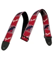 FENDER FSR 2' MONOGRAMMED RED/WHITE/BLUE STRAP ремень для гитары красный с белым логотипом Fender и синими полосами