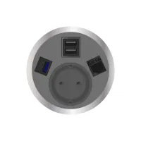ABL 2F220121- Встраиваемая розетка серии Port El с 2xUSB-A, 1xUSB-A 3.0 и 1xRJ45 Cat6A, серая