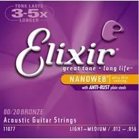 Elixir 11077 nanoweb sale  струны для акустич. гитары light-medium 12-56 бронза 80/20