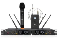 Qtex QAS NX960HmixHS- Двухканальная UHF радиосистема true-diversity с рэковым приемником, ручным и головным микрофонами, 520–560 МГц, 200 каналов 