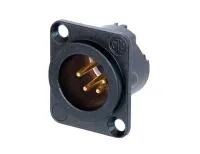 Neutrik NC4MD-LX-B Разъем XLR панельный, 4 контакта, штекер, тип-D, доп. защита от РЧ, черный, позолоч. контакты