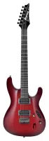 IBANEZ S521-BBS BLACKBERRY SUNBURST - электрогитара, цвет тёмно-красный санбёрст, корпус- махагони, гриф - клён, профиль грифа - Wizard III, накладка грифа - палисандр, инкрустация в виде точек, радиус накладки грифа - 400 мм, лады - 24 Jumbo, мензура - 2