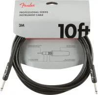 Fender 10' inst cable BLK Инструментальный кабель черный длина 10' (3,05м) прямые разъемы 1/4' джек
