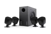 Aurasonics quadrate-bk комплект настенный сабвуфер 6,5" и 4 сателлита 3", встроенный кроссовер, 70/100b-80/40/20/10 вт, 80вт/8ом, 60гц-18кгц, чёрный