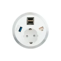 ABL 2F210121- Встраиваемая розетка серии Port El с 2xUSB-A, 1xUSB-A 3.0 и 1xRJ45 Cat6A, белая