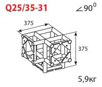 ИМЛАЙТ Q25/35-31 Стыковочный узел для 3-х ферм под 90 градусов, угловой, 250x250мм, d40x2 \ d16x2мм.