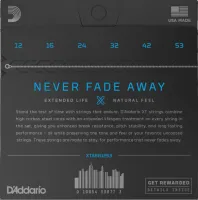 Комплект струн для акустической гитары d'addario xtabr1253 - струны для акустической гитары с стальными верхами ny и басами с бронзовой обмоткой 80/20 по шестигранной основе и обработкой xt. слабое натяжение, толщина .012-.053 дюйма