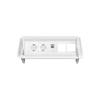 ABL 2F0WF2A5- Встраиваемая розеточная станция серии Aero Flip с 2 розетками, 1xUSB-A, 1xUSB-C и 2 слотами для IMP, белая (2F010211)
