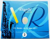 3 soprano saxophone reeds Rigotti Gold Jazz RG3.JSS-3 - Soprano saxophone reed with strength 3, jazz cut. Price per pack of 3 pieces.