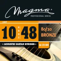 Magma Strings GA120B80 - Струны для акустической гитары 10-48, Серия: Bronze 80-20, Калибр: 10-14-22-28-38-48, Обмотка: круглая, бронзовый сплав 80/20