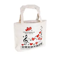 HY-C025 Сумка сувенирная "Ноты и сердечки", белая, Rin
