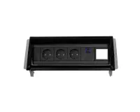 ABL 2F000310- Встраиваемая розеточная станция серии Aero Flip с 3 розетками, 1xUSB-A, 1xUSB-C и 1 слотом для IMP, черная