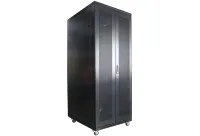Рэковая стойка Wize Pro [W42U10080R-RD] 19”, 42U, 800х1000 мм,  двойная передняя и задняя двери металл. перфорированные , вент.панель из 4 вентиляторов, колеса, рэковые гайки: 20 шт, вес нагрузки 800 кг, сталь,черный (4 места)