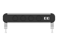 ABL 2A00F4F3- Настольная розеточная станция серии Chroma с 4 розетками и 2xUSB-A, черная с серебристым (2A000420)
