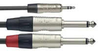 STAGG NYC3/MPS2PR - профессиональный аудио шнур, мини стерео Jack 1/8"- 2 моно jack 1/4", разъемы NEUTRIK, длина 3 метра, черного цвета