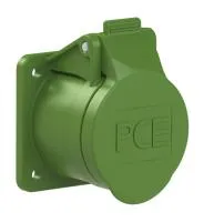 PCE Розетка встраиваемая 32A/24-42V/2P+E/IP44, фланец 55х55, никелированные контакты 393-4f4v