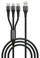 00-00028390 Кабель GP21-3-1-1.2M USB (m)-Type-C/Lightning/Type-C (m) 1.2м черный, GoPower