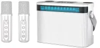 Переносная караоке система [TRS2403] iconBIT [K902W] Колонка 10Вт, 2 микрофона Bluetooth, световые эффекты, аккумулятор в колонке 3000mah и микрофонах, 22.3*9.6*15.7CM , цвет белый