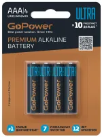 00-00026396 Ultra Элемент питания LR03 AAA BL4 Alkaline 1.5В, GoPower