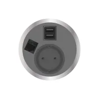 ABL 2F22F1F4- Встраиваемая розетка серии Port El с 2xUSB-A и 1xRJ45 Cat6A, серая (2F220119)