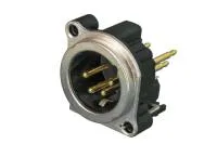 Neutrik NC4MBV Разъем XLR панельный, 4 контакта, штекер, вертик., в ПП, тип-B, земля-корпус-панель соединены