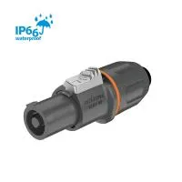 ROXTONE RS4FP-WP-Orange Разъем кабельный типа speakon влаго защищенный (IP66), 4-х контактный, "female", Контакты: никелированная латунь. Цвет: черный с оранжевым кольцом.