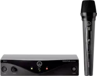 AKG Perception Wireless 45 Vocal Set BD A вокальная радиоситсема. 1хHT45 ручной передатчик с динамическим кардиоидным капсюлем P5, 1хSR45 стационарный приёмник. Универсальный б/п, держатель микрофона, 1хАА батарея