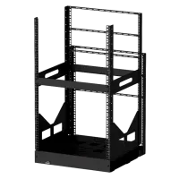 Caymon GPR418/B Стойка телекоммуникационная с открытой рамой 19", поворотно-выдвижная. Материал сталь. Поставляется в разборном виде (2 упаковки). Монтажная высота 18U. Габаритные размеры, мм (Ш x В x Г):  503 x 878 x 489.  Масса 38,34 кг. Цвет черный (RA