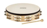 Nino percussion nino26  тамбурин деревянный 10", двухрядный, сталь, мембрана-пластик