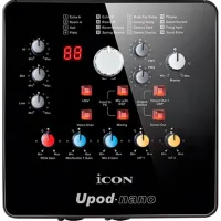 iCON UPod Nano - USB аудио интерфейс с DSP обработкой, 2х2 входа/выхода full duplex запись и воспроизведение, 16 DSP эффектов, 2-х разрядный индикатор, АЦП/ЦАП 16 бит/48 кГц, частот. диапазон 22-20000 Гц, динам. диапазон 90 дБ, S/N -90 дБ, THD+N <0,0061%