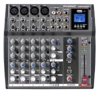 Phonic AM 440DP Микшерный пульт 8-и канальный, USB плеер (MP3 и WAV), встр. цифр. проц. эффект. (8ш)