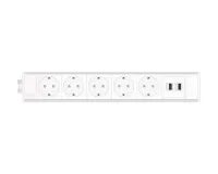 ABL 2M21F5F3- Розеточная станция серии Link с 5 розетками и 2xUSB-A, белая с серебристым (2M210508)