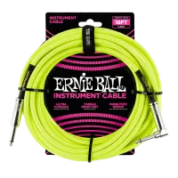 Ernie Ball 6085 кабель инструментальный, оплетёный, 5,49 м, прямой/угловой джеки, жёлтый